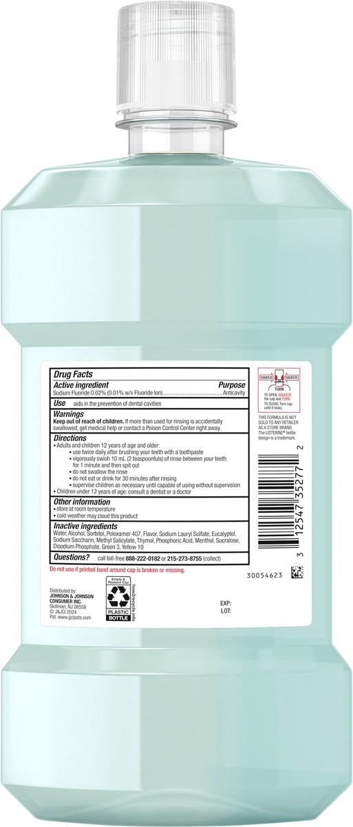 slide 3 of 13, Listerine Enamel Strength Anticavity Fluoride Mint Mouthwash, 1 L, 33.8 fl oz