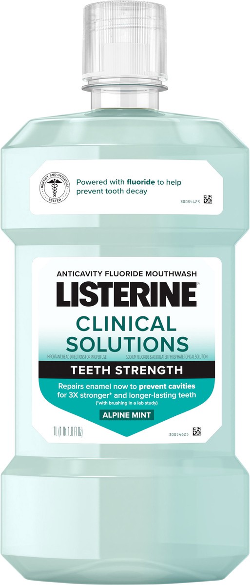 slide 7 of 13, Listerine Enamel Strength Anticavity Fluoride Mint Mouthwash, 1 L, 33.8 fl oz