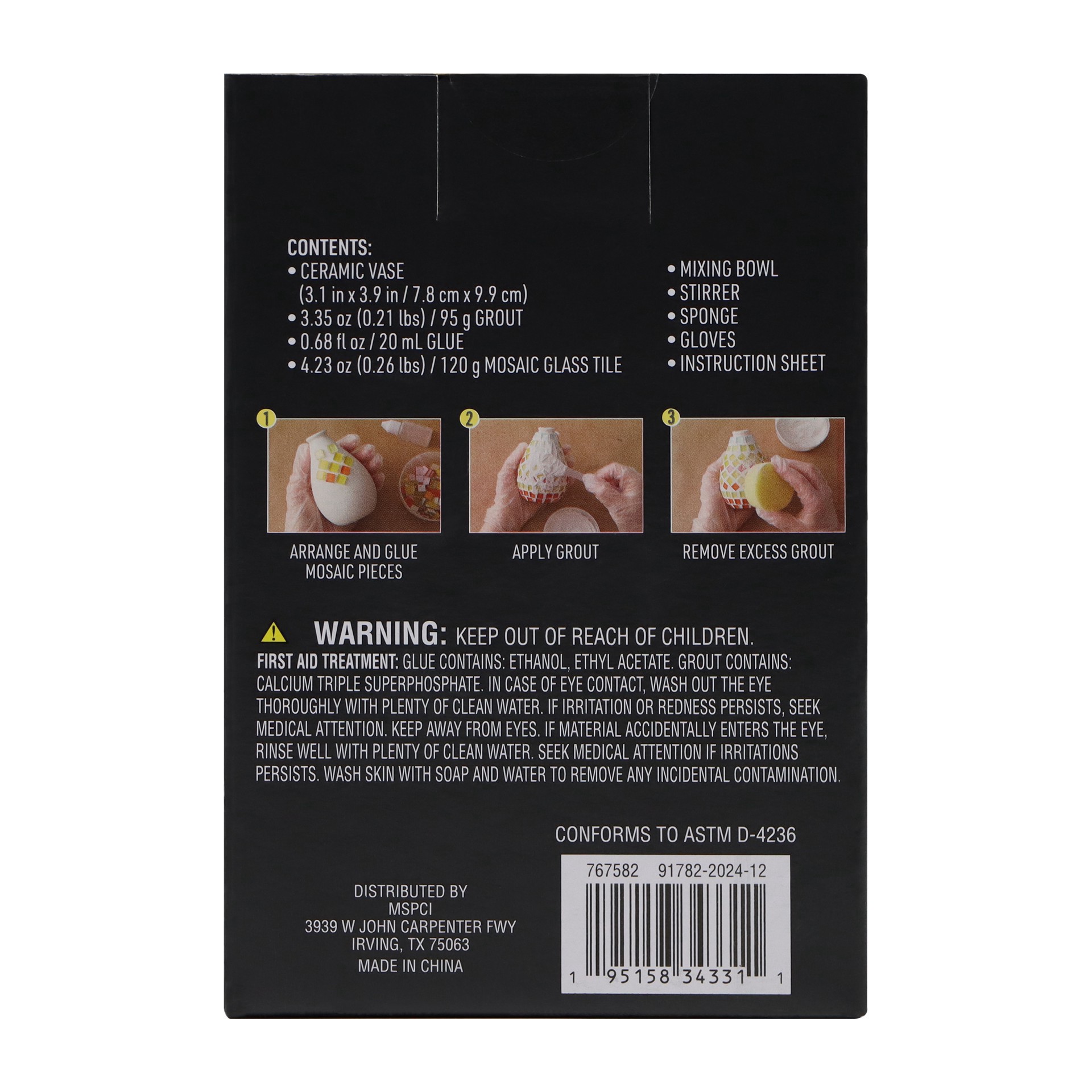 slide 3 of 4, 4" Pastel Rainbow Mosaic Vase Kit By Make Market, 4 in