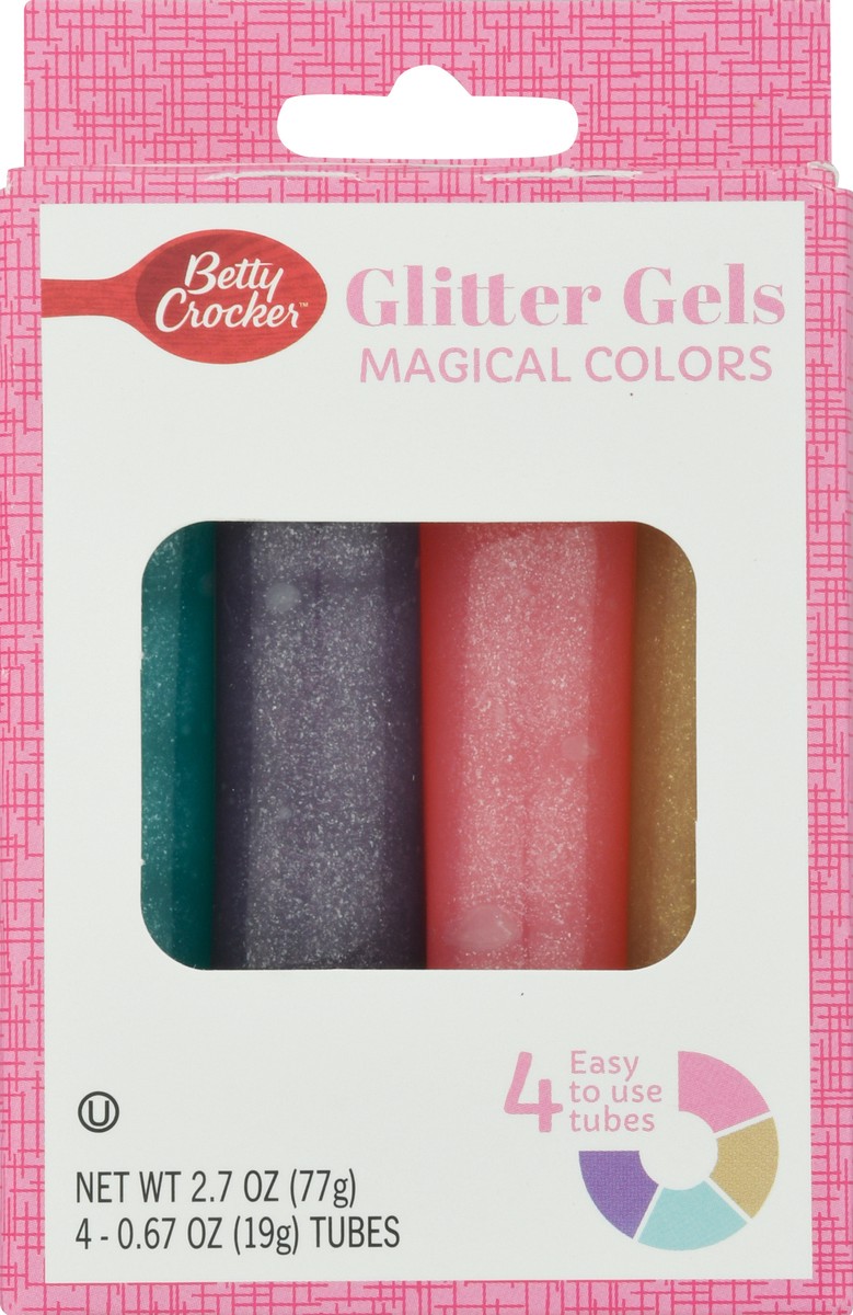 slide 8 of 9, Betty Crocker Magical Colors Glitter Gels 4 - 0.67 oz Tubes, 2.7 oz