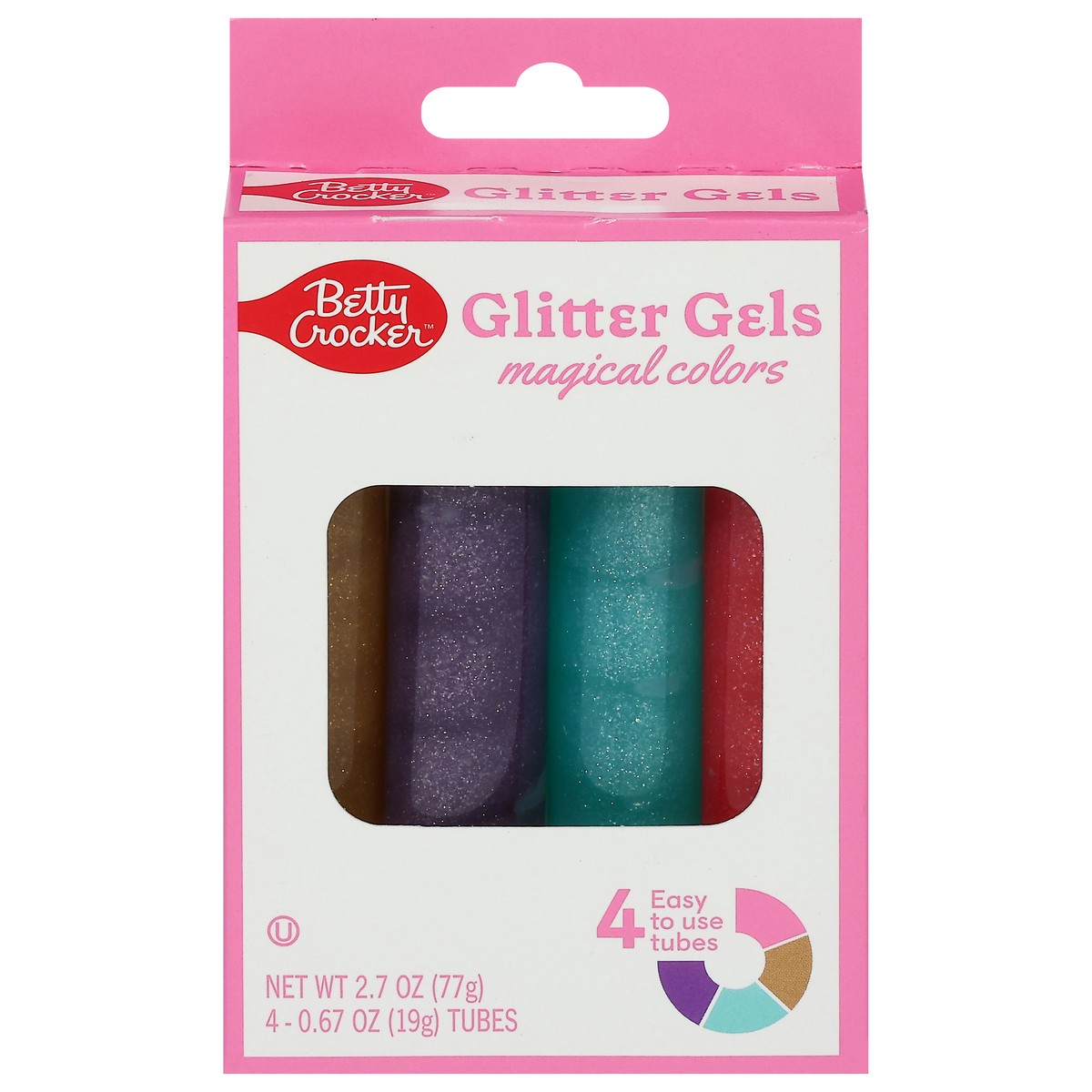 slide 1 of 9, Betty Crocker Magical Colors Glitter Gels 4 - 0.67 oz Tubes, 2.7 oz