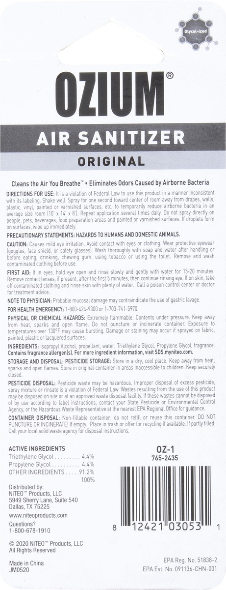 slide 6 of 10, Ozium Air Sanitizer, Original, 0.8 oz