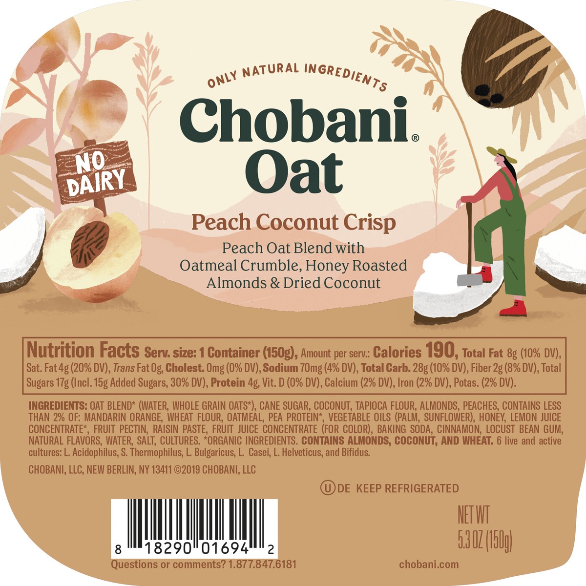 slide 2 of 6, Chobani Peach Coconut Crisp Oat Blend, 5.3 oz