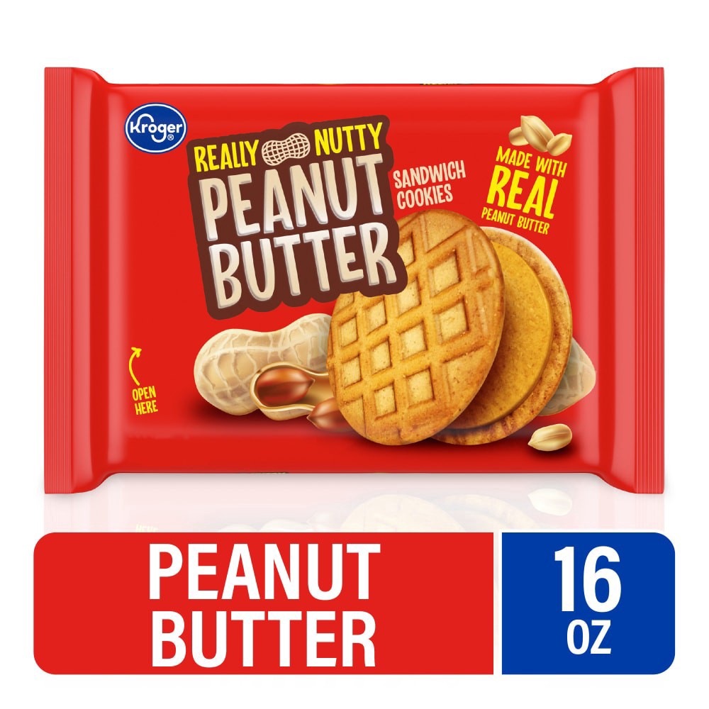 slide 4 of 4, Kroger Really Nutty Peanut Butter Sandwich Cookies, 16 oz