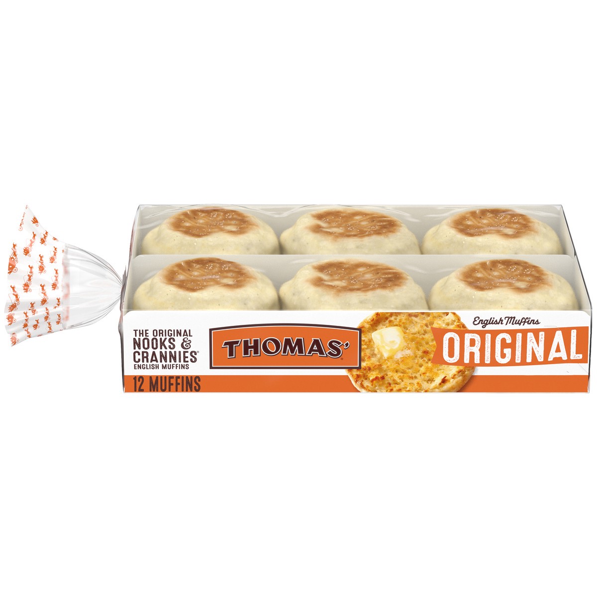 slide 1 of 5, Thomas' Original Nooks & Crannies English Muffins, Plain, 12 count, 26 oz, 24 oz