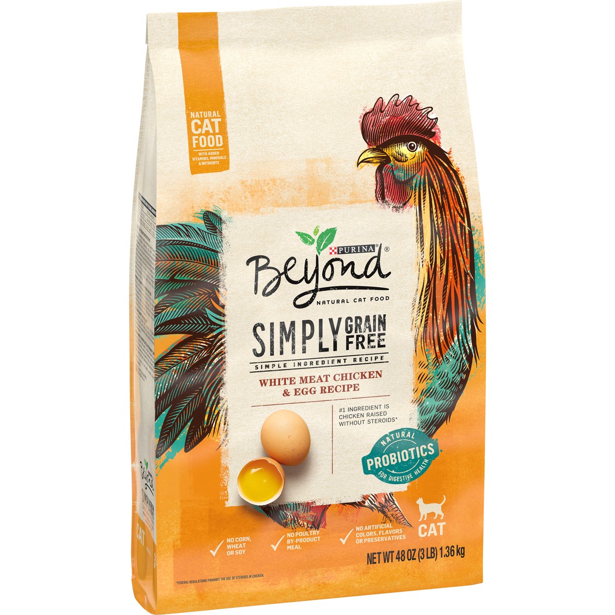 slide 10 of 15, Beyond Purina Beyond Grain Free White Meat Chicken and Egg Recipe Natural Cat Food High Protein Cat Food Dry Formula - 3 lb. Bag, 48 oz