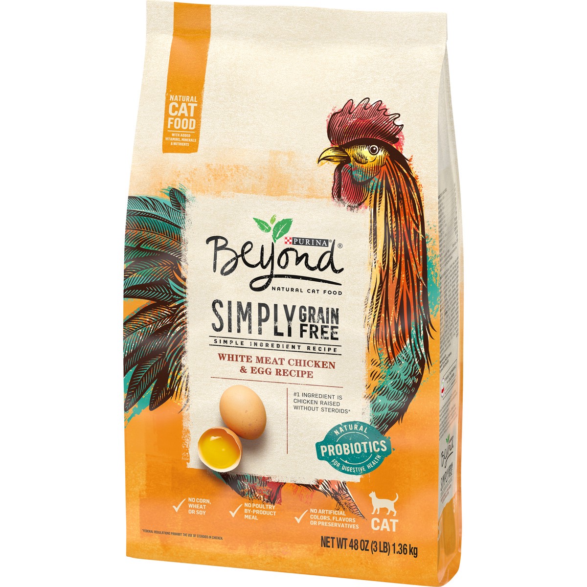 slide 15 of 15, Beyond Purina Beyond Grain Free White Meat Chicken and Egg Recipe Natural Cat Food High Protein Cat Food Dry Formula - 3 lb. Bag, 48 oz