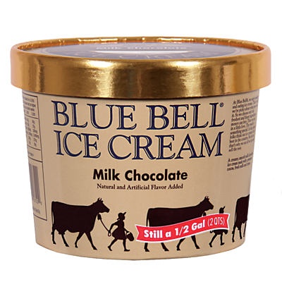slide 1 of 1, Blue Bell Milk Chocolate Ice Cream, 1/2 gal