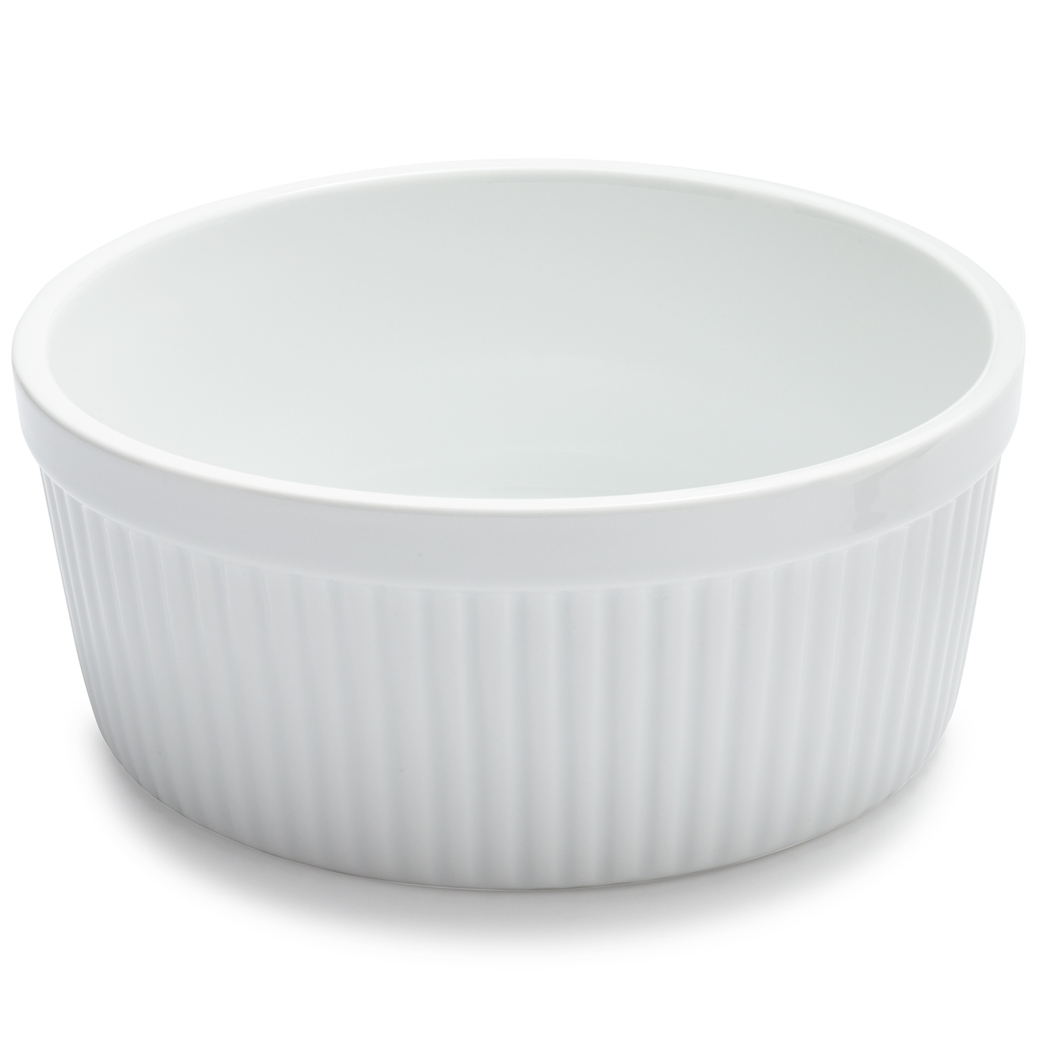 slide 1 of 1, Sur La Table Porcelain Round Souffl Dish with Ribbed Sides, 2 qt