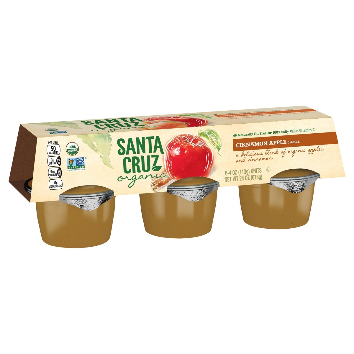 slide 1 of 1, Santa Cruz Organic Cinnamon Apple Sauce, 6 ct