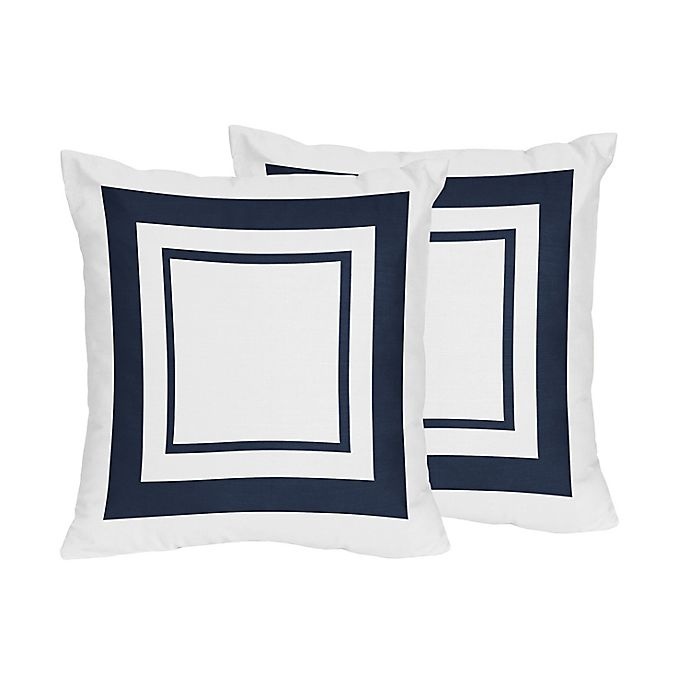 slide 1 of 1, Sweet Jojo Designs Hotel Collection Throw Pillows - White/Navy, 2 ct