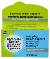 slide 1 of 1, Kroger Complete Senior Multivitamin / Multimineral Everyday Health Support Supplement, 125 ct