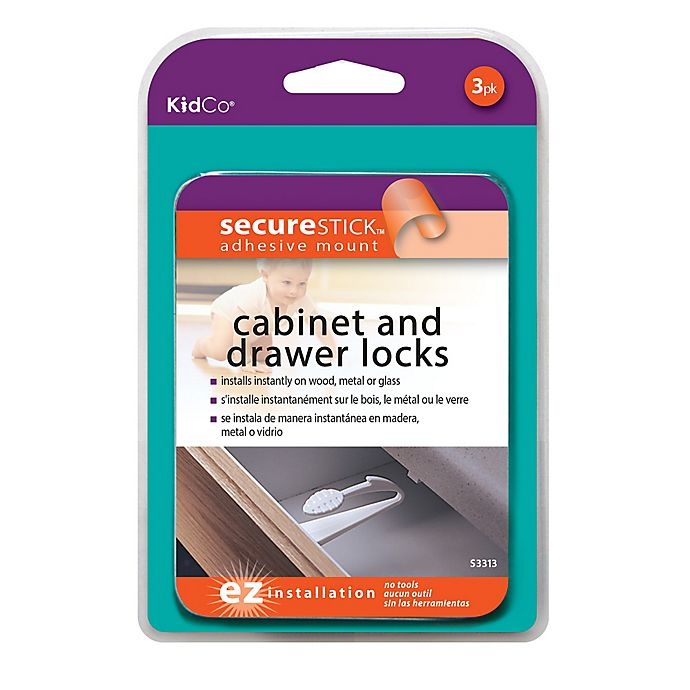 slide 1 of 1, KidCo Adhesive Mount Cabinet & Drawer Lock, 3 ct