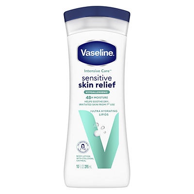slide 1 of 1, Vaseline Intensive Care Sensitive Skin Relief Body Lotion, 10 oz