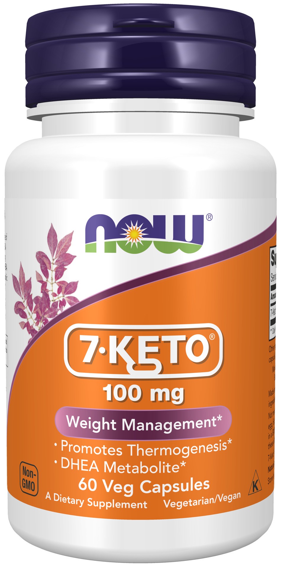 slide 1 of 4, NOW 7-KETO 100 mg Veg Capsules, 60 ct