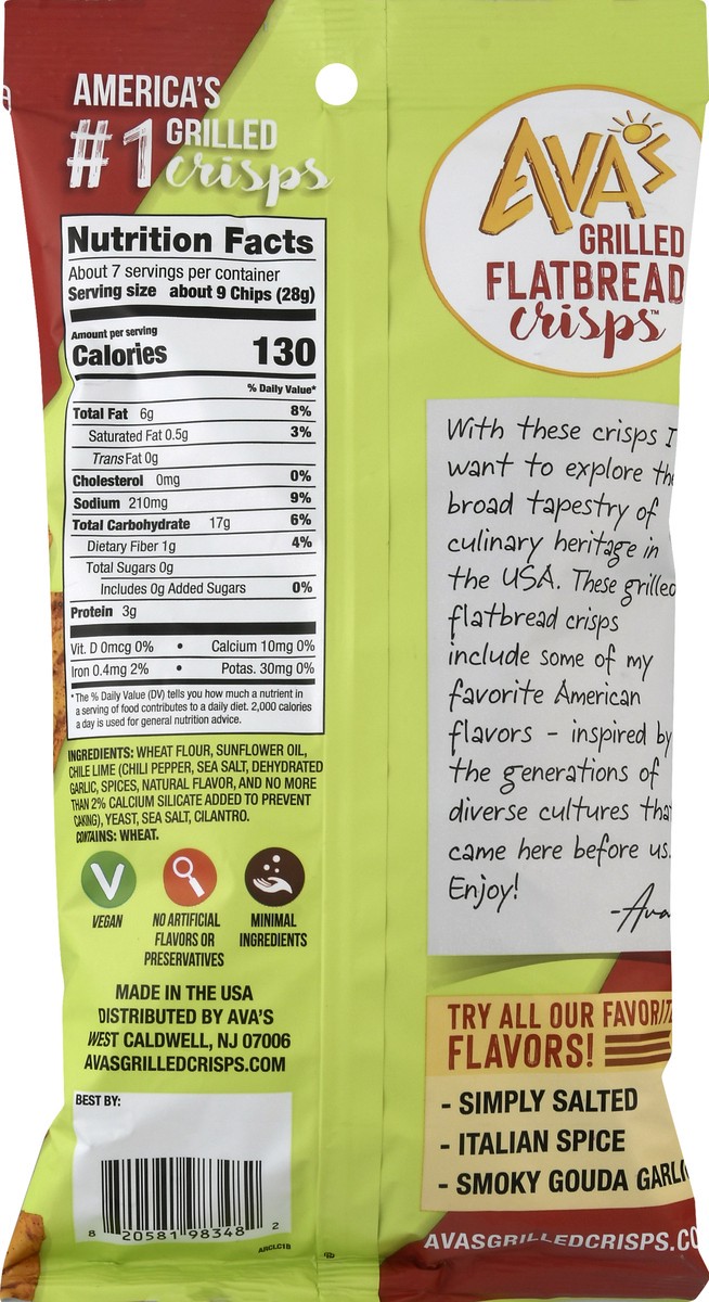 slide 6 of 9, Ava's Grilled Crisps Red Chili Lime Flatbread Crisps, 6.5 oz