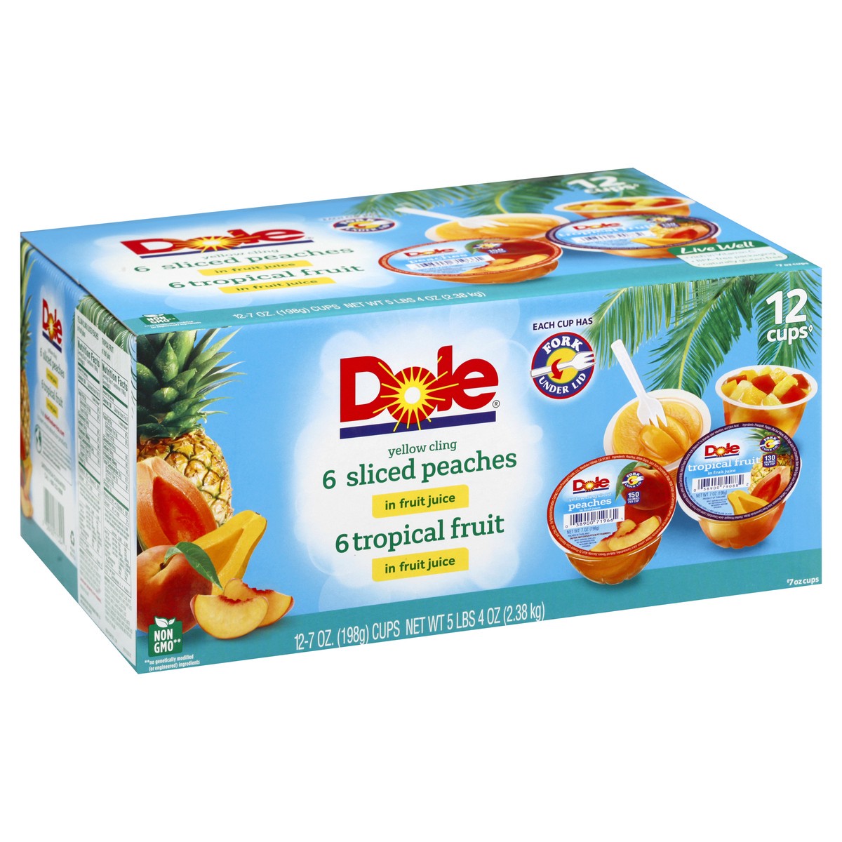 slide 7 of 10, Dole In Fruit Juice Yellow Cling Sliced Peaches/Tropical Fruit 12 ea, 12 ct