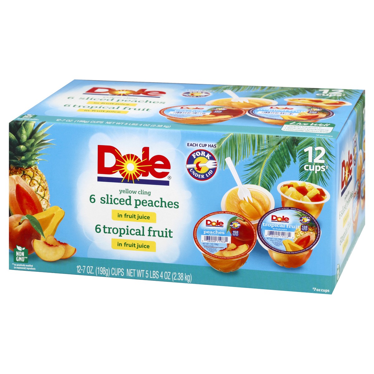 slide 6 of 10, Dole In Fruit Juice Yellow Cling Sliced Peaches/Tropical Fruit 12 ea, 12 ct