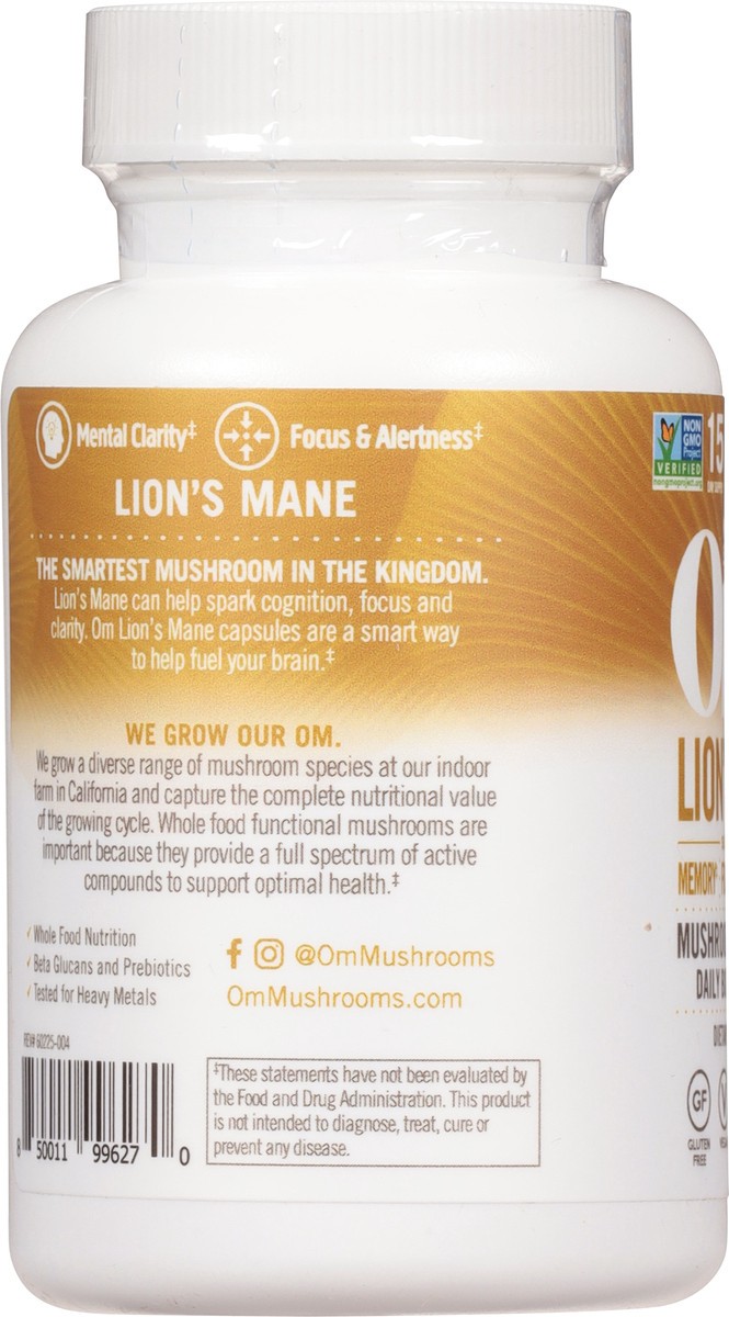 slide 9 of 9, Om Mushroom Lion's Mane Mushroom Superfood Daily Boost Capsules, 1 ct
