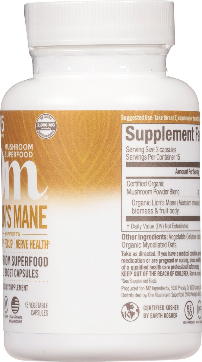 slide 8 of 9, Om Mushroom Lion's Mane Mushroom Superfood Daily Boost Capsules, 1 ct