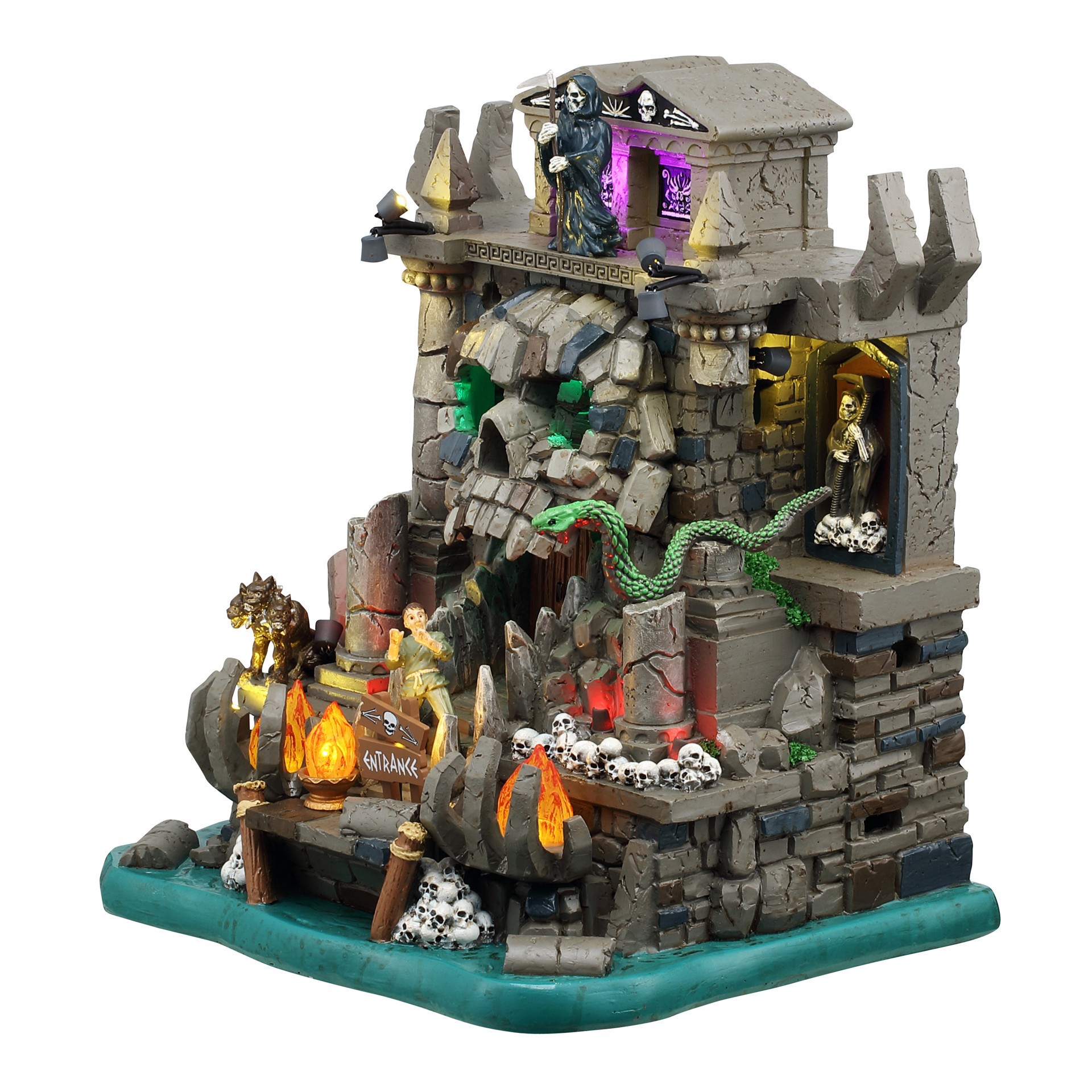 slide 2 of 3, Lemax Spooky Town Gates To The Underworld, 8.58 in x 7.48 in x 6.65 in