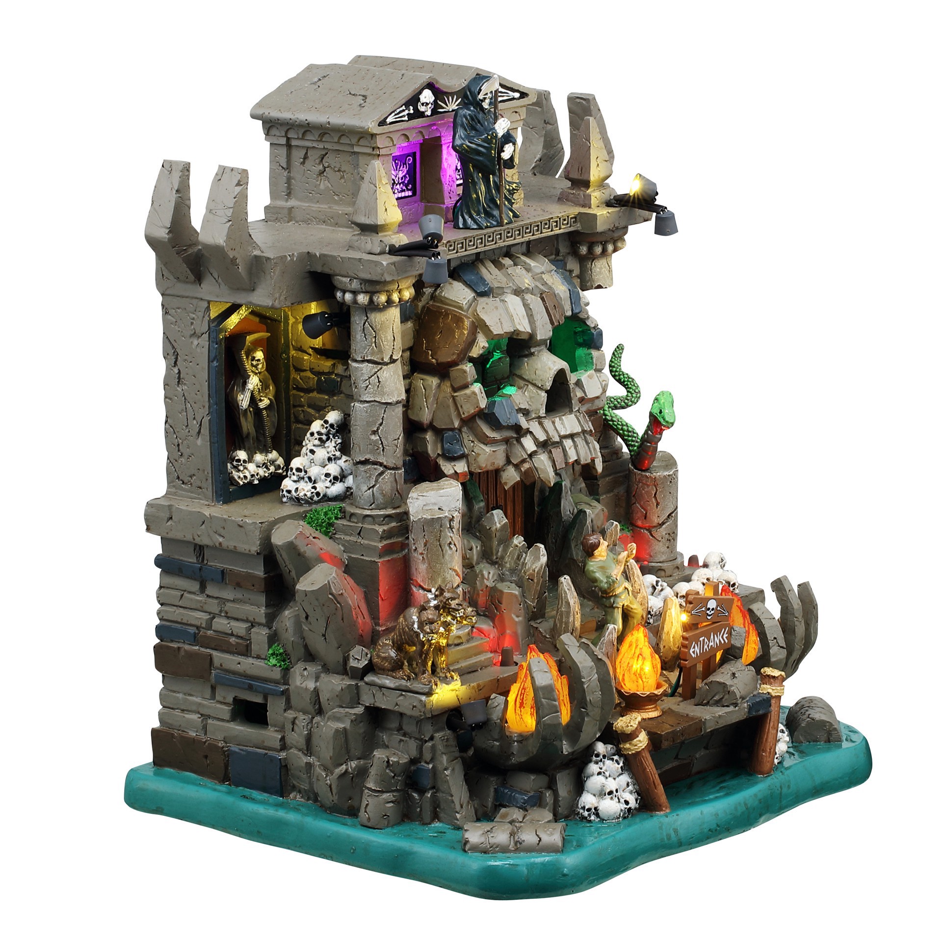 slide 3 of 3, Lemax Spooky Town Gates To The Underworld, 8.58 in x 7.48 in x 6.65 in