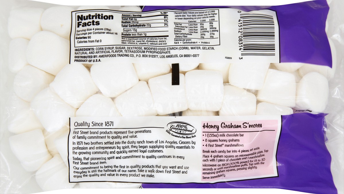 slide 3 of 6, First Street Marshmallows, 16 oz