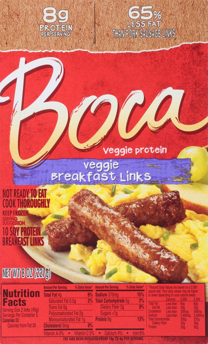 slide 8 of 8, BOCA Veggie Breakfast Links, 10 ct Box, 10 ct