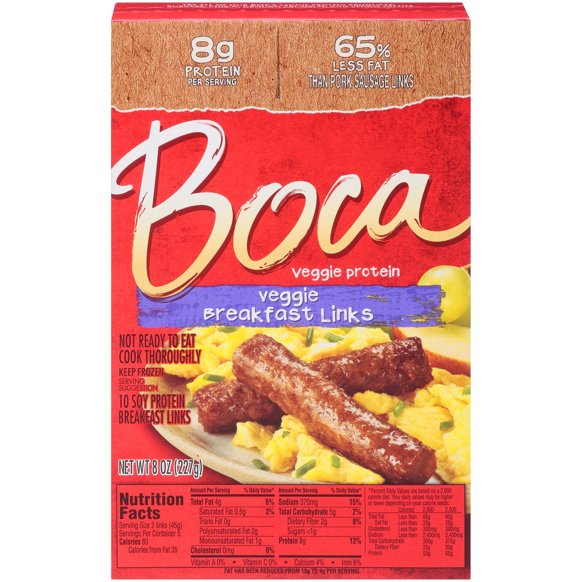 slide 1 of 8, BOCA Veggie Breakfast Links, 10 ct Box, 10 ct