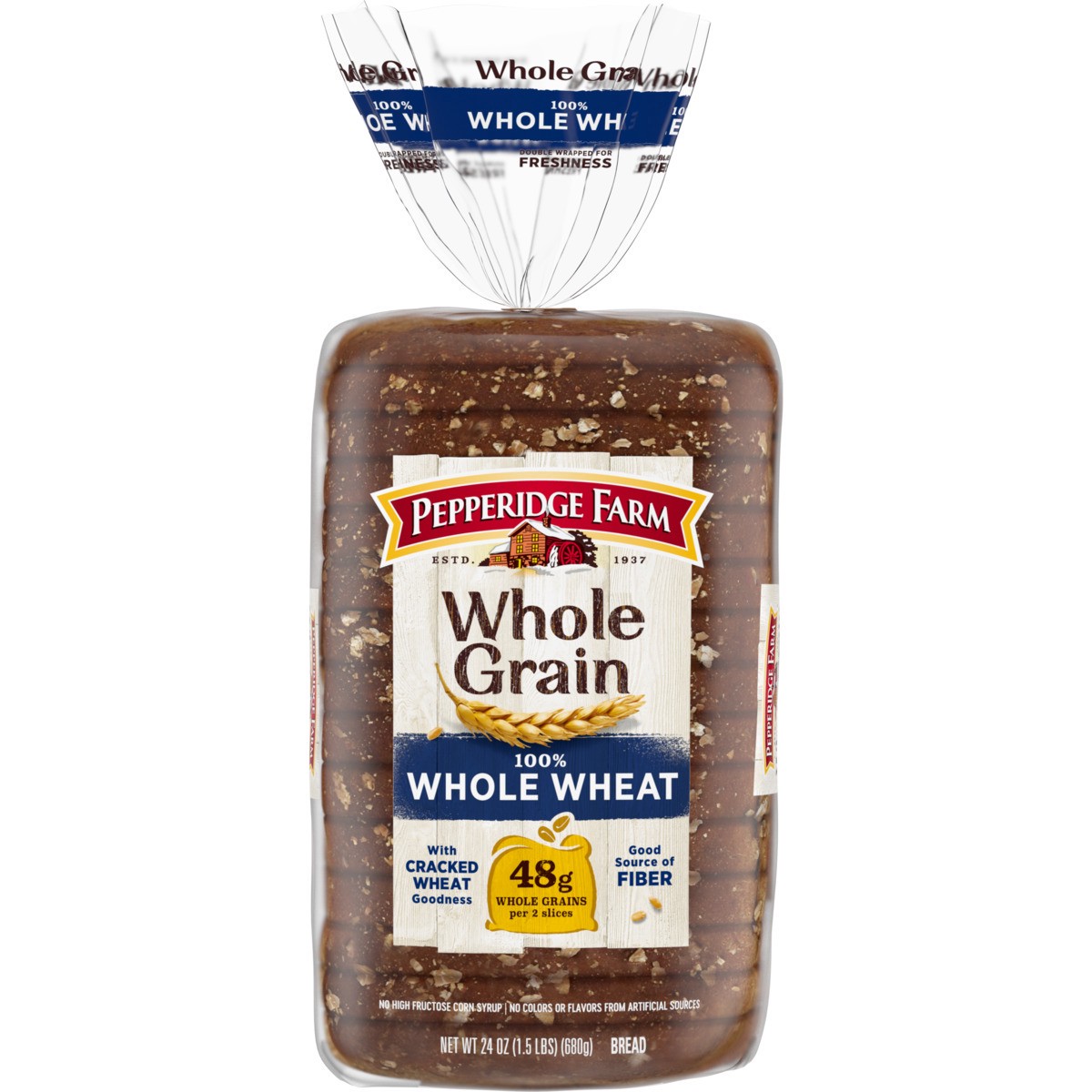 slide 1 of 5, Pepperidge Farm Whole Grain 100% Whole Wheat Bread, 24 Oz Loaf, 24 oz