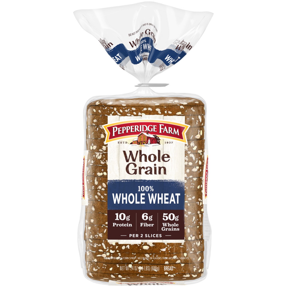 slide 1 of 5, Pepperidge Farm Whole Grain 100% Whole Wheat Bread, 24 Oz Loaf, 24.000 oz
