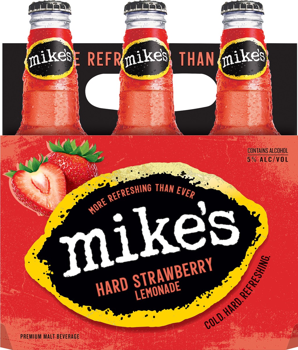 slide 1 of 7, Mike's Premium Malt Beverage Hard Strawberry Lemonade Beer 6 ea, 6 ct; 12 oz