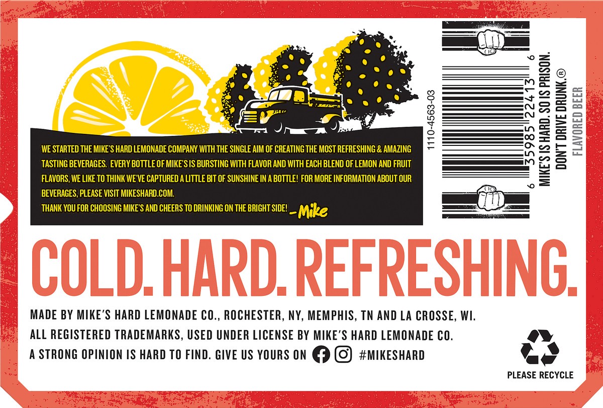slide 7 of 7, Mike's Premium Malt Beverage Hard Strawberry Lemonade Beer 6 ea, 6 ct; 12 oz