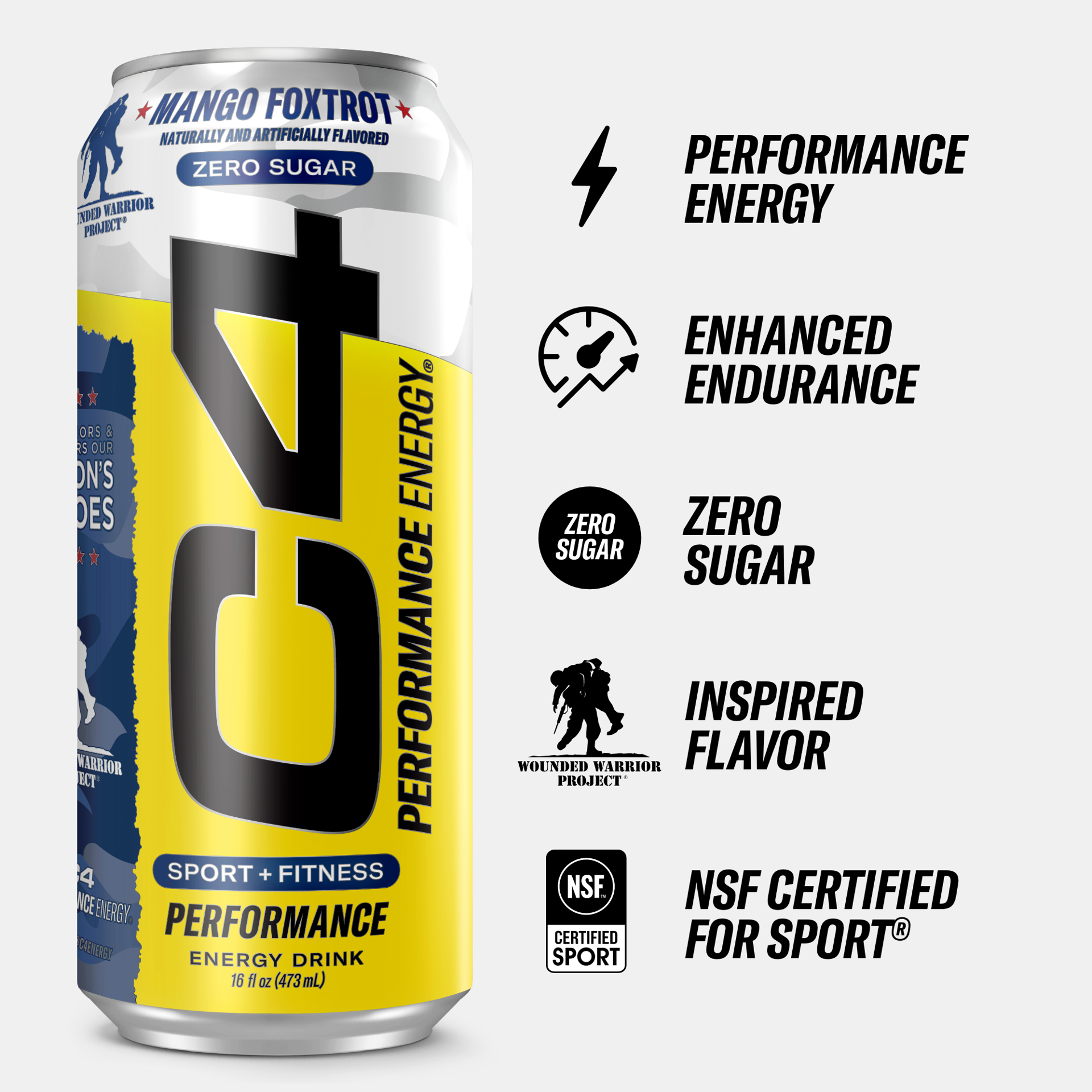 slide 3 of 4, C4 Energy, C4 Energy - Yellow Can, Carbonated, Mango Foxtrot, 16 fl oz