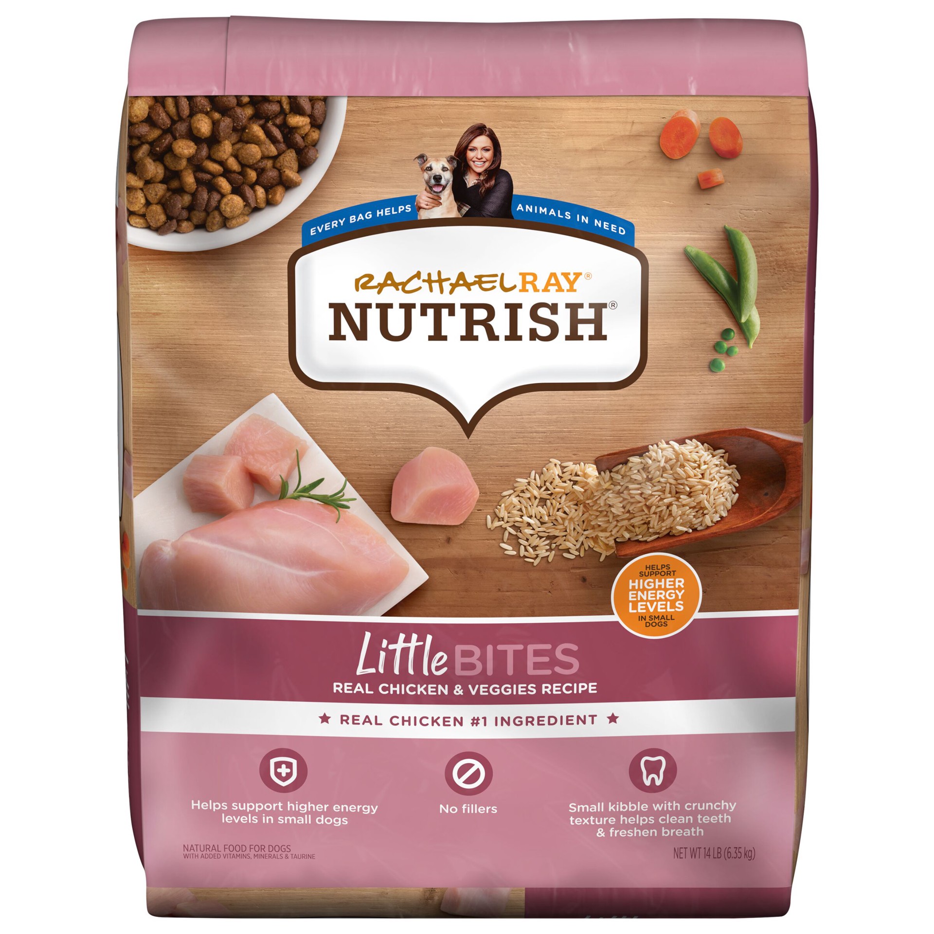 slide 1 of 1, Rachael Ray Nutrish Little Bites Real Chicken & Veggies Recipe Dry Dog Food, 14 lb. Bag, 14 lb