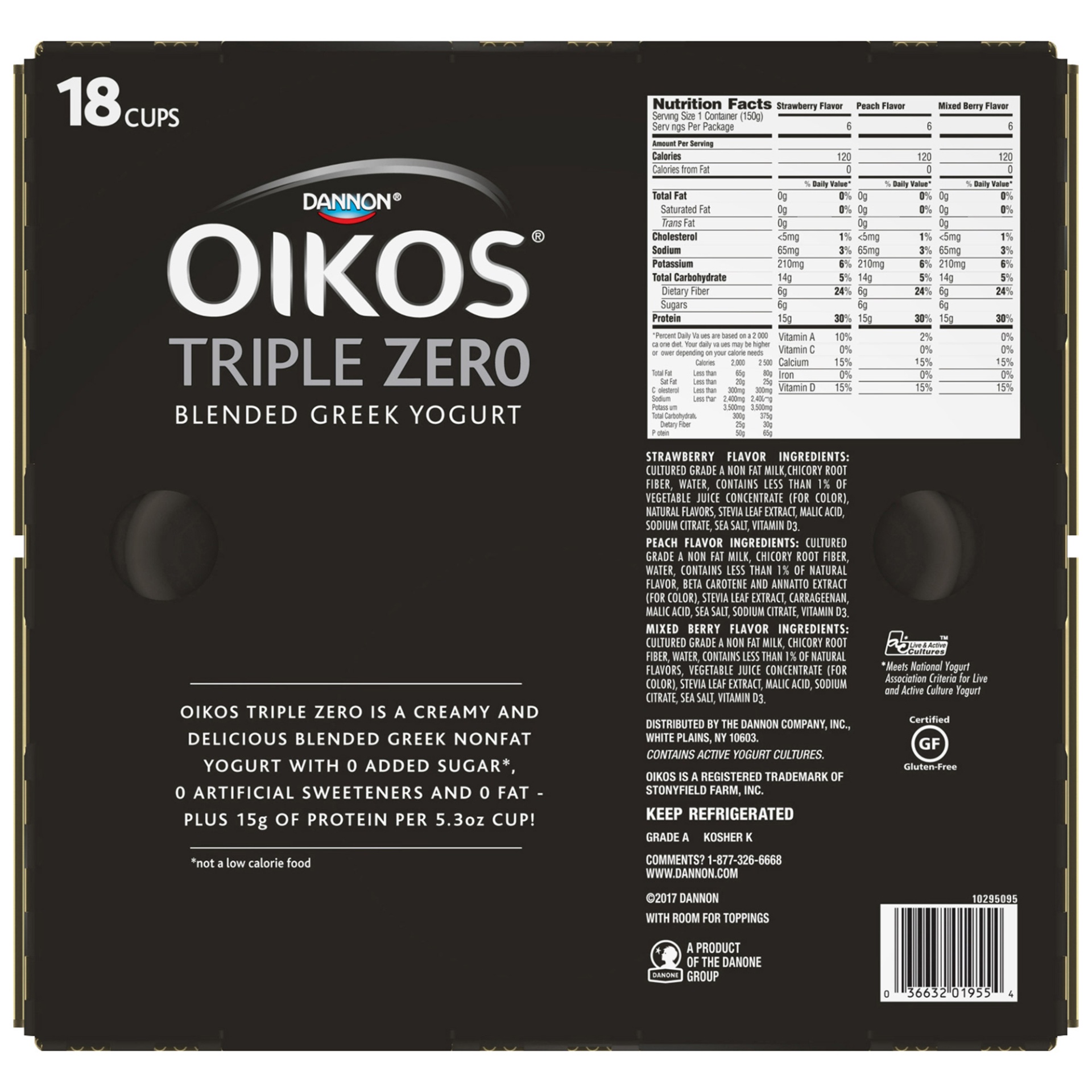 slide 2 of 2, Dannon Oikos Triple Zero, 18 ct; 5.3 oz