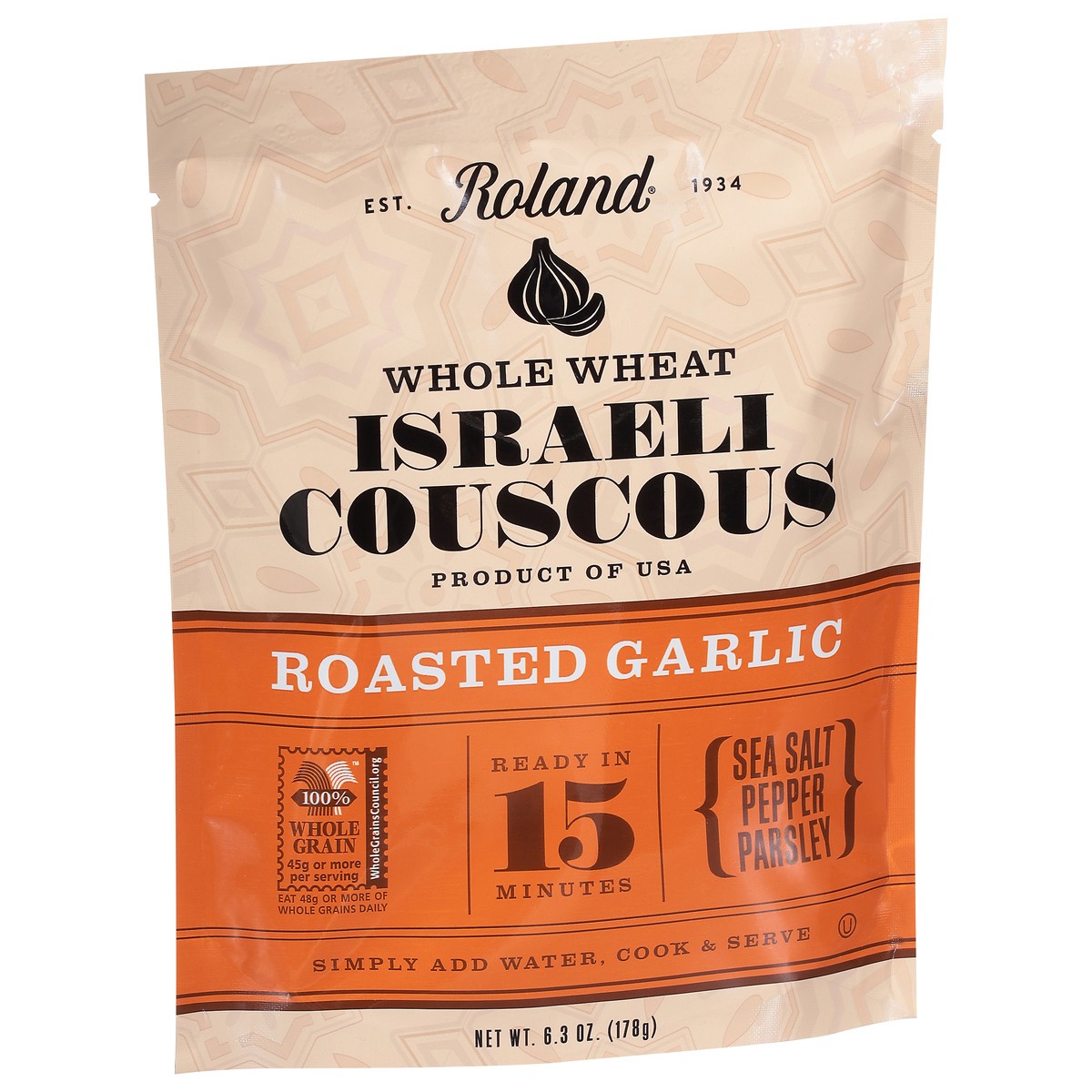 slide 4 of 14, Roland Whole Wheat Roasted Garlic Israeli Couscous 6.3 oz, 6.3 oz