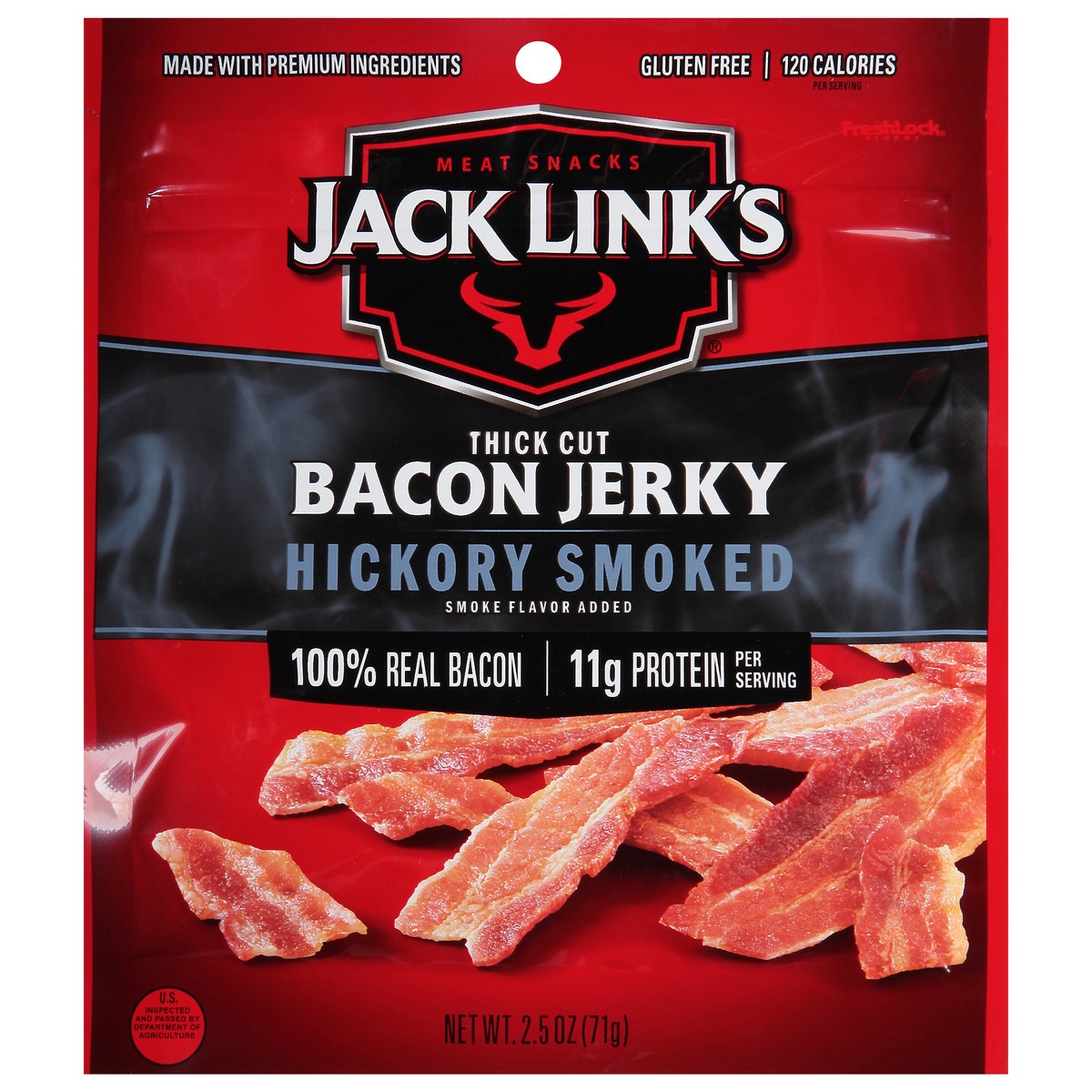 slide 1 of 9, Jack Link's Hickory Smoked Bacon Jerky, 2.5 oz