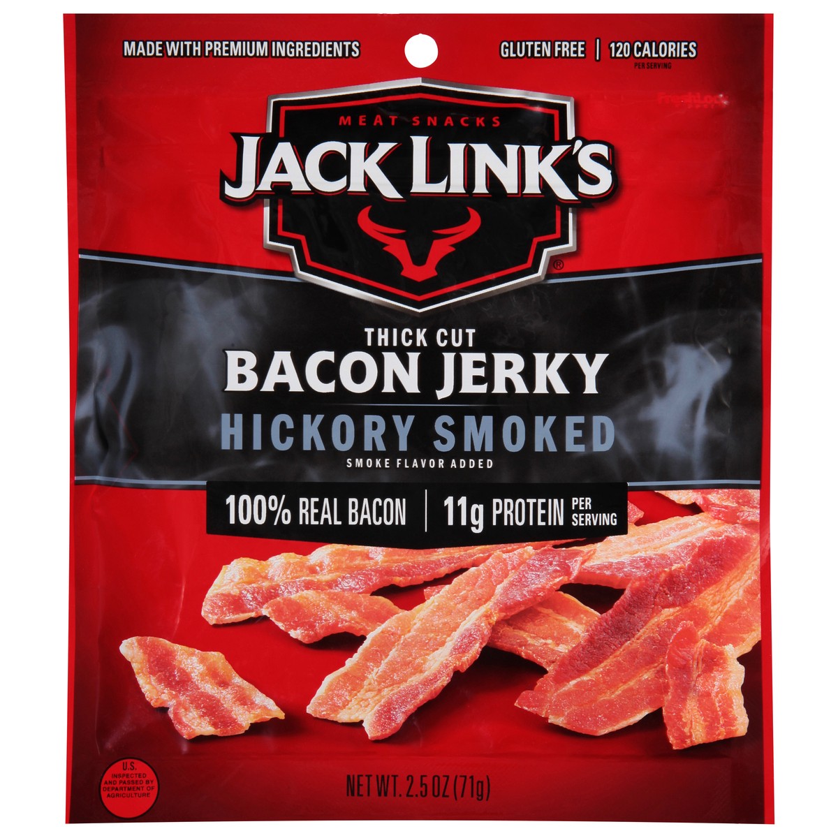 slide 1 of 9, Jack Link's Thick Cut Hickory Smoked Bacon Jerky 2.5 oz, 2.5 oz