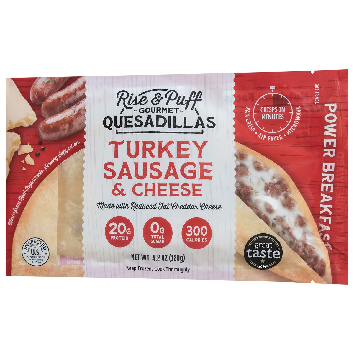 slide 5 of 13, Rise & Puff Gourmet Turkey Sausage & Cheese Quesadillas 4.2 oz, 4.2 oz