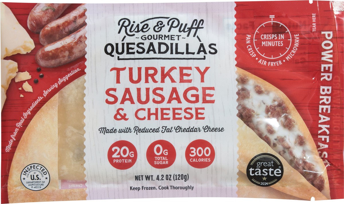 slide 6 of 13, Rise & Puff Gourmet Turkey Sausage & Cheese Quesadillas 4.2 oz, 4.2 oz
