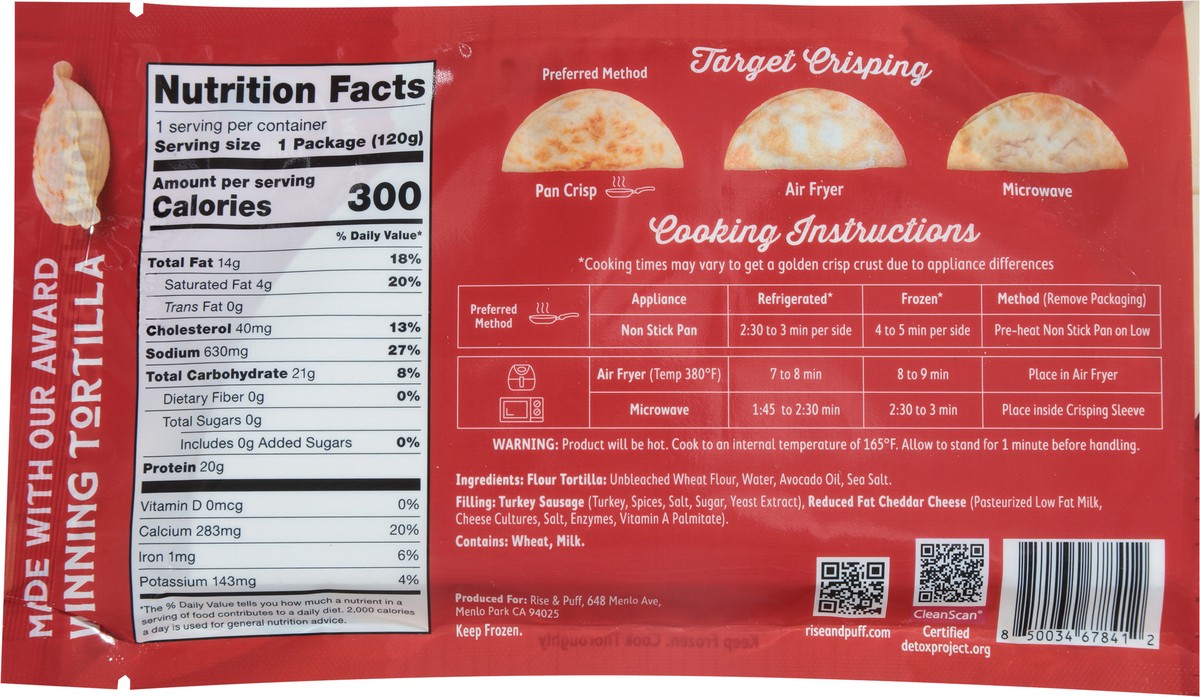 slide 9 of 13, Rise & Puff Gourmet Turkey Sausage & Cheese Quesadillas 4.2 oz, 4.2 oz