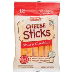 H-E-B Sharp Cheddar Cheese Sticks, 12 ct
