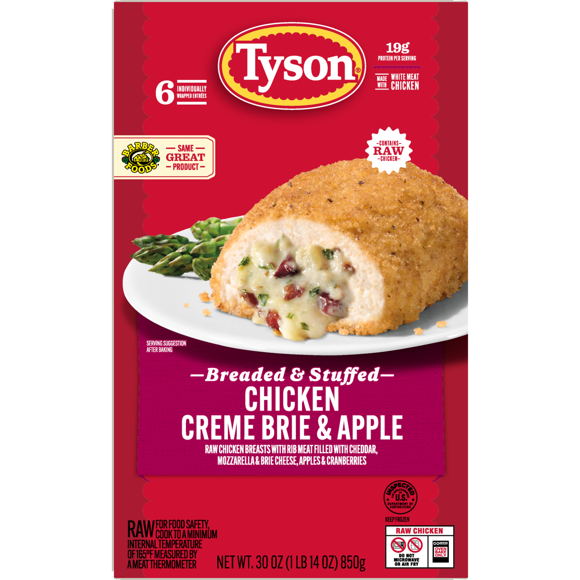 slide 8 of 10, Tyson Frozen Stuffed Chicken Breasts Creme Brie Apple, 6 Count, 6 ct