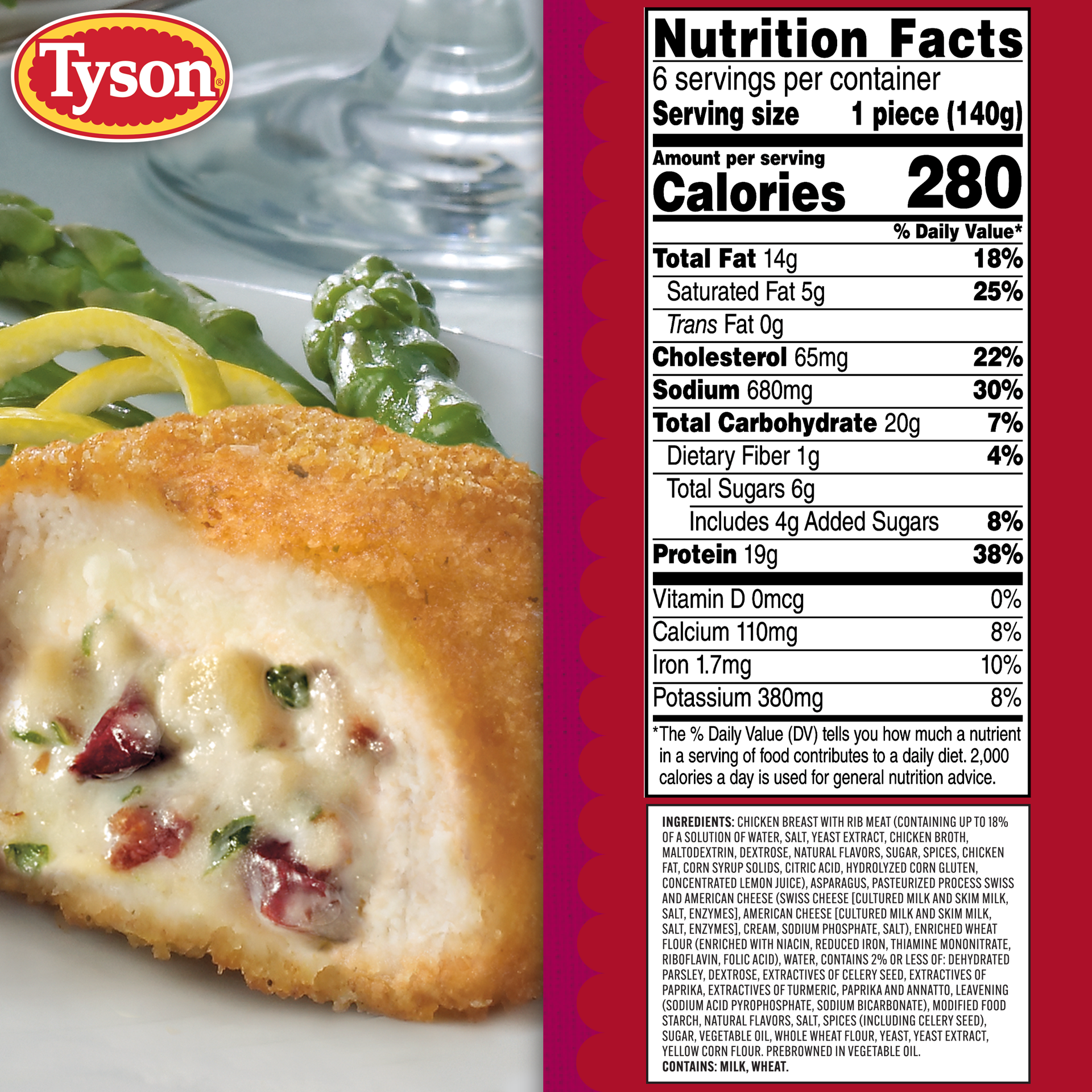 slide 3 of 10, Tyson Frozen Stuffed Chicken Breasts Creme Brie Apple, 6 Count, 6 ct