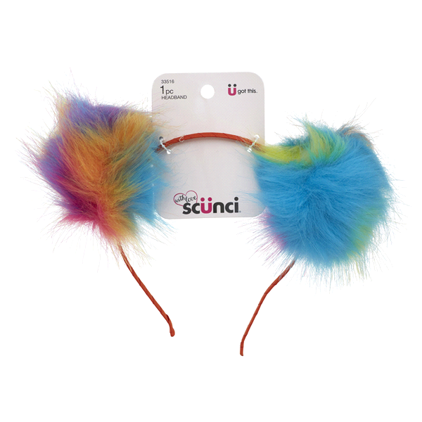 slide 1 of 1, scünci Faux Fur Pom Pom Headband, 1 ct