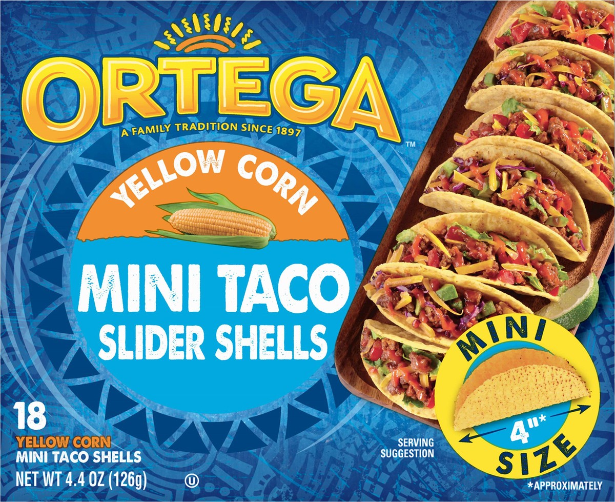slide 13 of 14, Ortega Mini Yellow Corn Taco Shells, Kosher, 18 Count, 4.4 oz, 18 ct