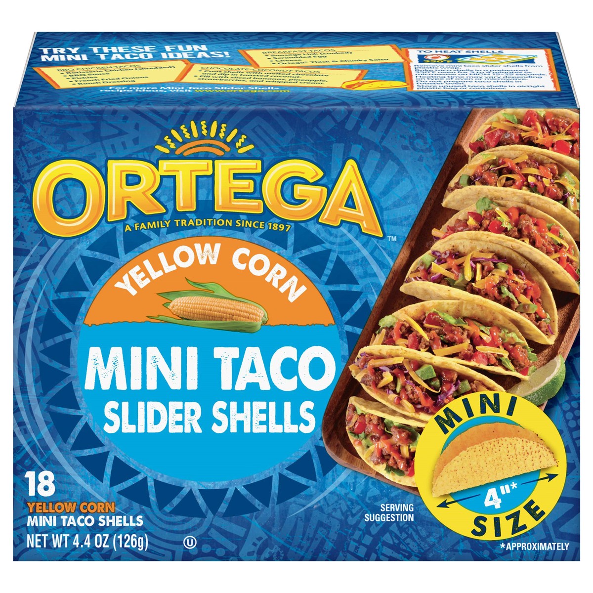 slide 9 of 14, Ortega Mini Yellow Corn Taco Shells, Kosher, 18 Count, 4.4 oz, 18 ct