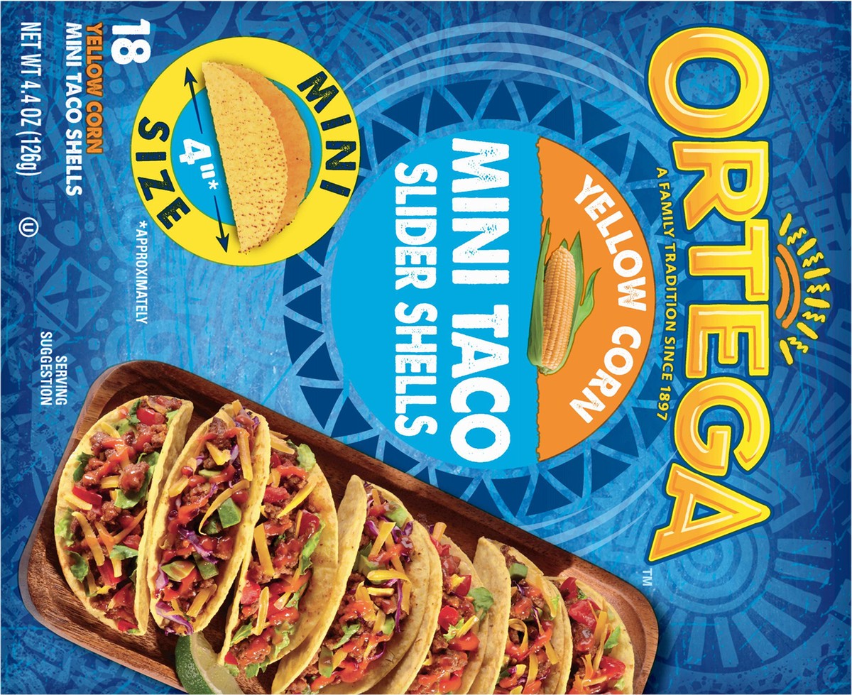 slide 10 of 14, Ortega Mini Yellow Corn Taco Shells, Kosher, 18 Count, 4.4 oz, 18 ct