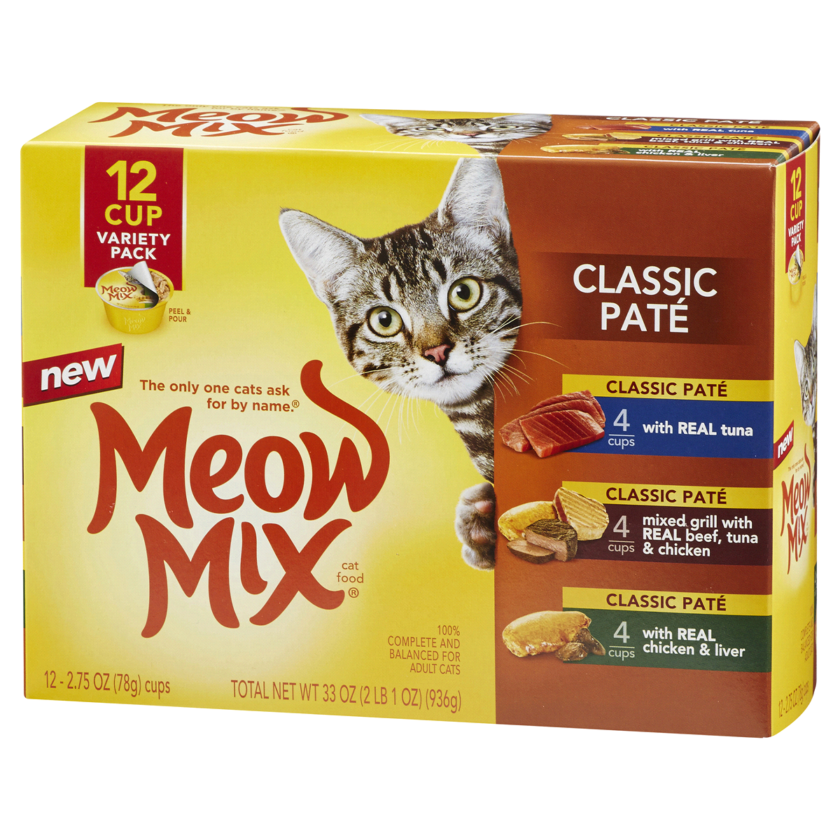 slide 5 of 5, Meow Mix Cat Food, Classic Pate Variety, 12 ct; 2.75 oz